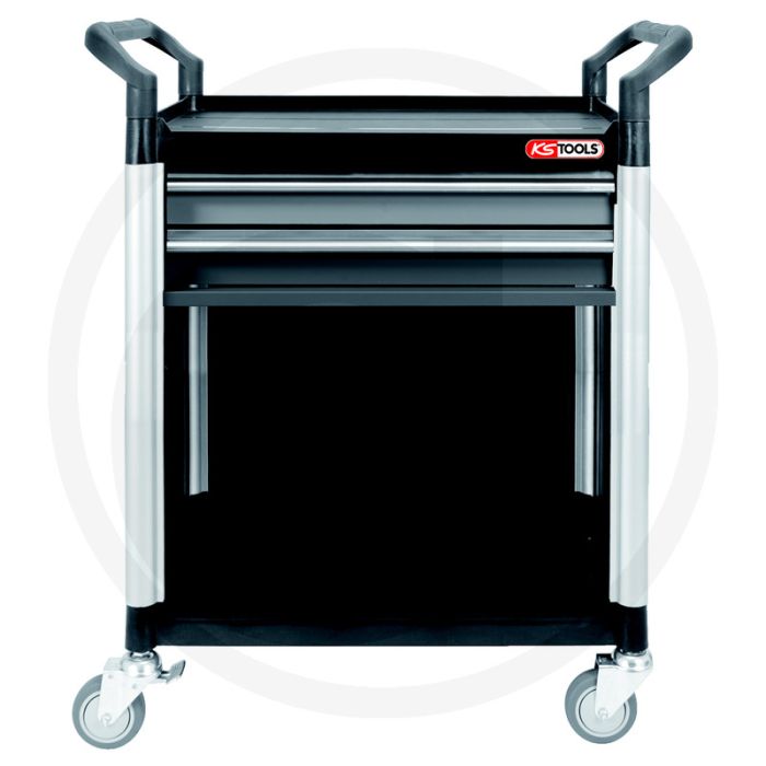 Ks tools werkstatt-servicewagen met 2 schuiflades - kunststof, 2 handgrepen, 200kg draagkracht Ks tools werkstatt-servicewagen met 2 schuiflades - kunststof, 2 handgrepen, 200kg draagkracht