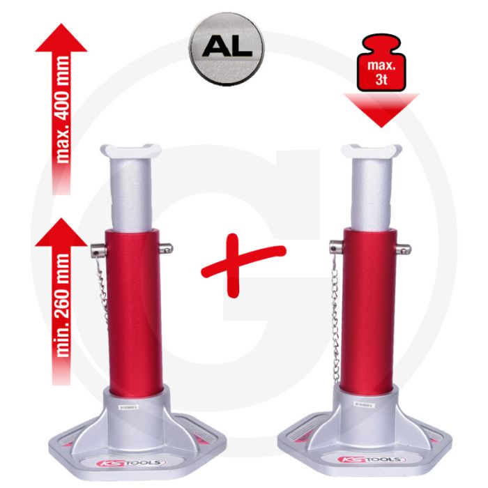 Ks tools aluminium-assteun-set, 2-delig, draagkracht 3 ton, 140mm slag Ks tools aluminium-assteun-set, 2-delig, draagkracht 3 ton, 140mm slag