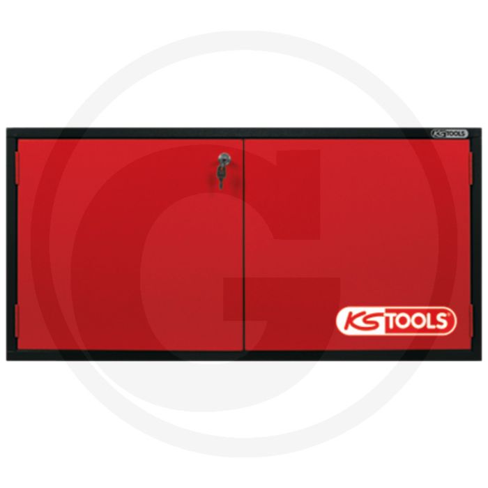 Ks tools wandkast met 2 deuren - stabiele staalconstructie - zwart-rood - 970 x 470 x 200 mm