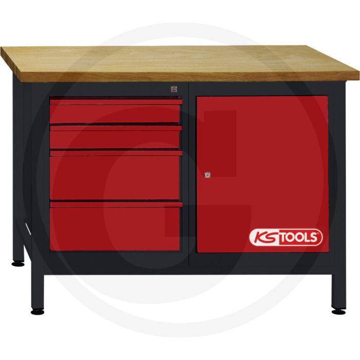 Ks tools werkbank+4 schuifladen+1deur - stabiele staalconstructie - afsluitbare deur Ks tools werkbank+4 schuifladen+1deur - stabiele staalconstructie - afsluitbare deur