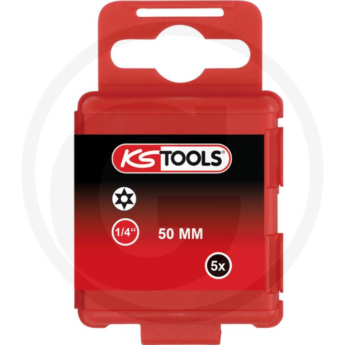 Ks tools 1/4" bit tx-stern, bohrung, 50mm, tb5, 5er pack - torx mit stirnlochbohrung Ks tools 1/4" bit tx-stern, bohrung, 50mm, tb5, 5er pack - torx mit stirnlochbohrung