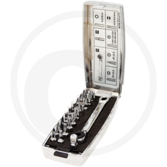 Ks tools 1/4" chromeplus® bitset, 20-delig - buitenzeskantaandrijving, omschakelbare gearplus® bit-ratschen-ringschlüssel