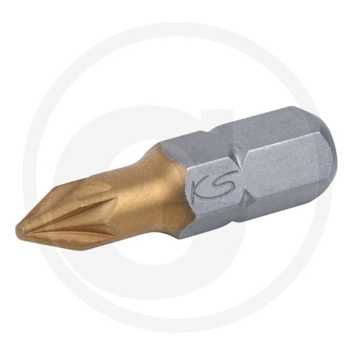 Ks tools 1/4" tin bit, 25mm, pz3, 5 per pak - titanium-gecoat, voor hand- en elektroschroevendraaiers Ks tools 1/4" tin bit, 25mm, pz3, 5 per pak - titanium-gecoat, voor hand- en elektroschroevendraaiers