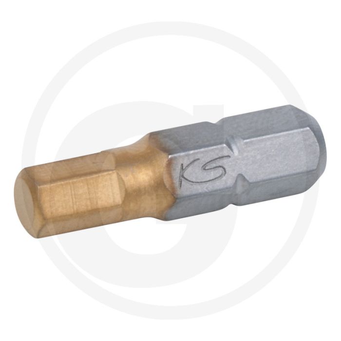 Ks tools 1/4" tin bit, binnenzeskant, 25mm, 5mm, 5 per pak - titanium-gecoat, 6-kant profiel Ks tools 1/4" tin bit, binnenzeskant, 25mm, 5mm, 5 per pak - titanium-gecoat, 6-kant profiel
