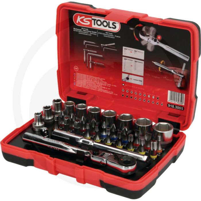 Ks tools 1/4" torsionpower bit-stecknuss-box, 33-tlg. - 180° schwenkbarer kopf