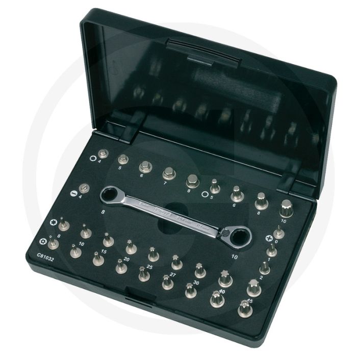 Jeu de micro-embouts Ks tools, 32 pièces avec gearplus® bit-ratschen-ringschlüssel Jeu de micro-embouts Ks tools, 32 pièces avec gearplus® bit-ratschen-ringschlüssel