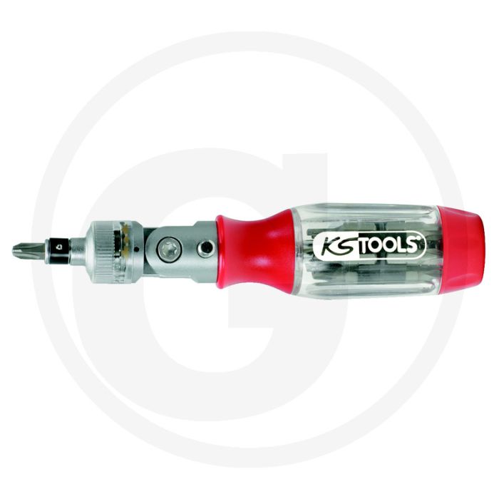 Ks tools 1/4" ratschen-bit-schroevendraaier, 190 mm - met 24-zähnen, ratschenfunktion, magnet & bitmagazin Ks tools 1/4" ratschen-bit-schroevendraaier, 190 mm - met 24-zähnen, ratschenfunktion, magnet & bitmagazin