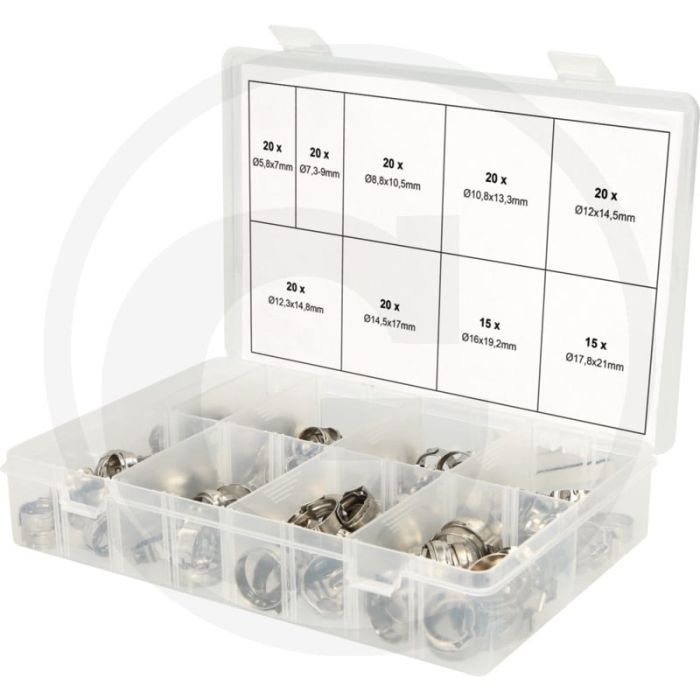 Ks tools sortiment stufenlose 1-ohr-schlauchschellen, Ø 5,8 - passend für schlauchdurchmesser 5,8 - 21 mm Ks tools sortiment stufenlose 1-ohr-schlauchschellen, Ø 5,8 - passend für schlauchdurchmesser 5,8 - 21 mm