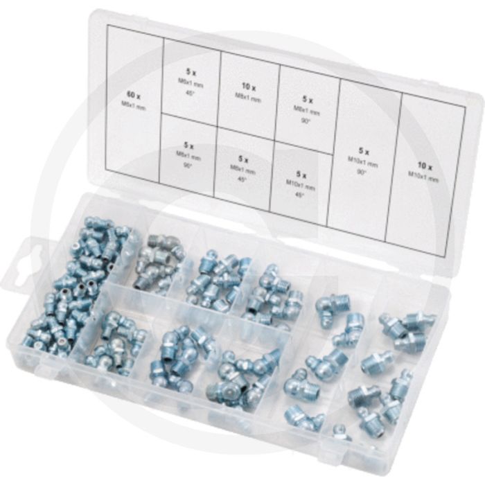 Ks tools assortiment smeernippels, 110-dlg. din 71412, kunststoffkoffer