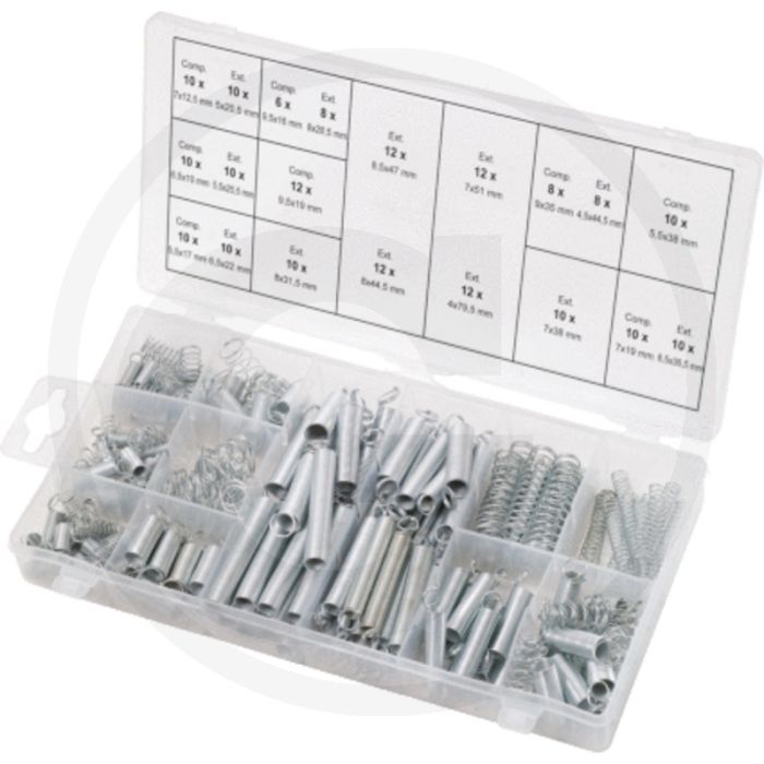 Ks tools assortiment veren, 200-dlg. - 200 stuks, druck- en zugfedern - kunststoffkoffer
