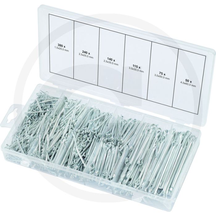 Ks tools assortiment splitpennen, 1000-dlg. - 380x 1,5x25 mm, 240x 2,5x25 mm, 140x 2,5x38 mm, 115x 3,0x30 mm, 75x 3,0x50 mm, 50x 4,0x60 mm Ks tools assortiment splitpennen, 1000-dlg. - 380x 1,5x25 mm, 240x 2,5x25 mm, 140x 2,5x38 mm, 115x 3,0x30 mm, 75x 3,0x50 mm, 50x 4,0x60 mm