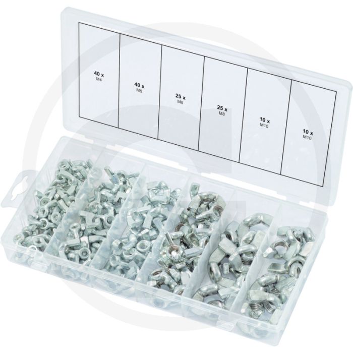 Ks tools assortiment vleugelmoeren 150-delig, m4 - m10, din 315, staal