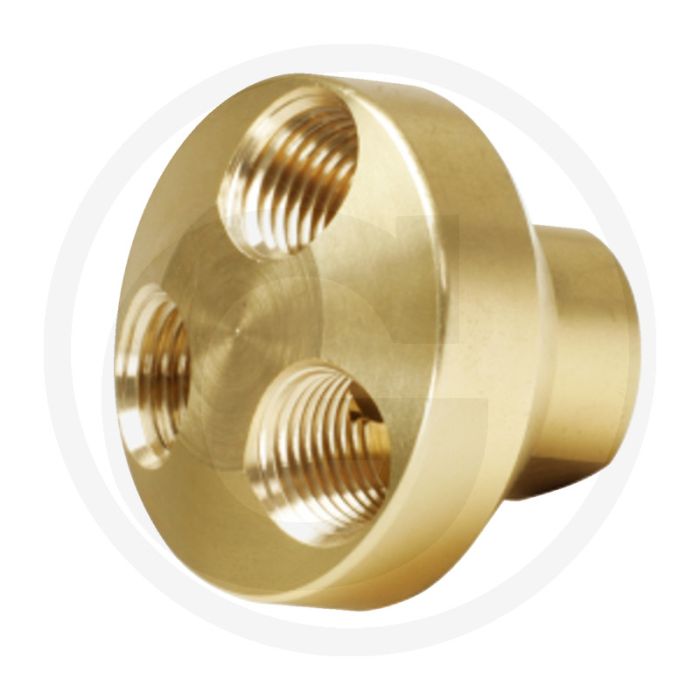 Ks tools 1/4" messing-lucht 3-sprong verdelerblok, 41 mm - 3 abgangsleitungen, massief messing