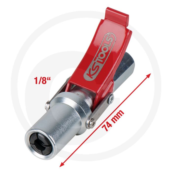 Ks tools quick-lock schnellkupplung für fettpressen 1/8'' - für hand-, akku- und druckluftfettpressen - bis 690 bar - din/sae - rückschlagventil - verschleißarm