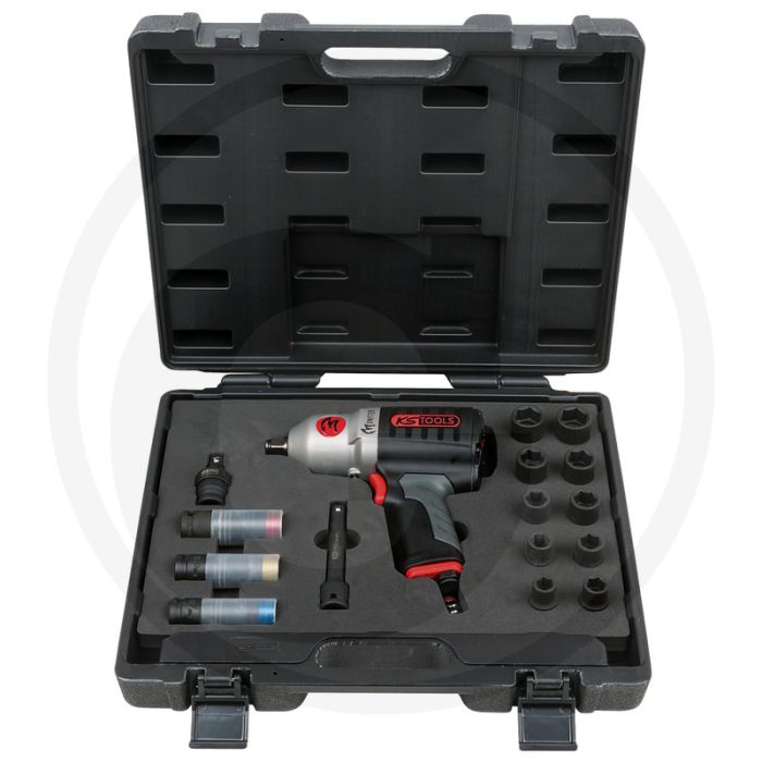 Ks tools 1/2" pneumatische slagmoersleutelset, 17-dlg, 1690nm - ergonomisch soft-grip handvat Ks tools 1/2" pneumatische slagmoersleutelset, 17-dlg, 1690nm - ergonomisch soft-grip handvat