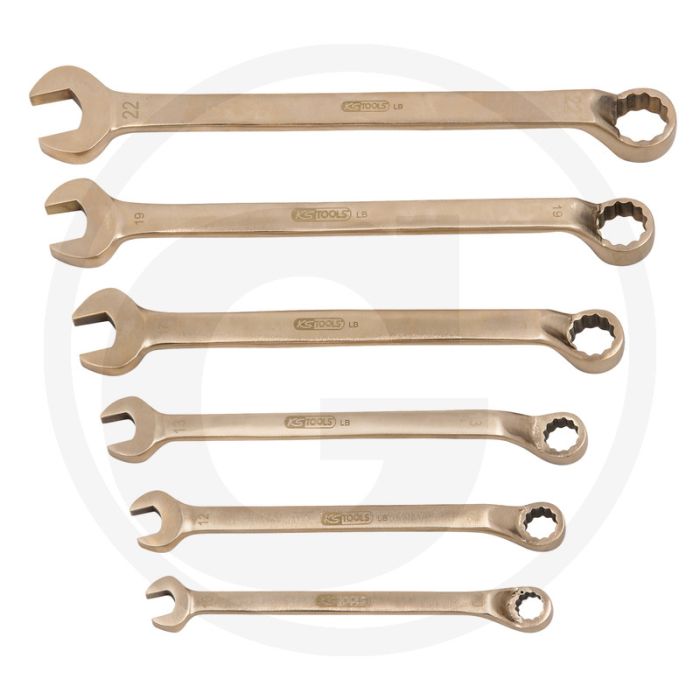 Ks tools bronze ringmaulschlüssel-satz gekröpft, 10-teilig - vonkvrij, korrosiebestendig, 70° gekröpft Ks tools bronze ringmaulschlüssel-satz gekröpft, 10-teilig - vonkvrij, korrosiebestendig, 70° gekröpft