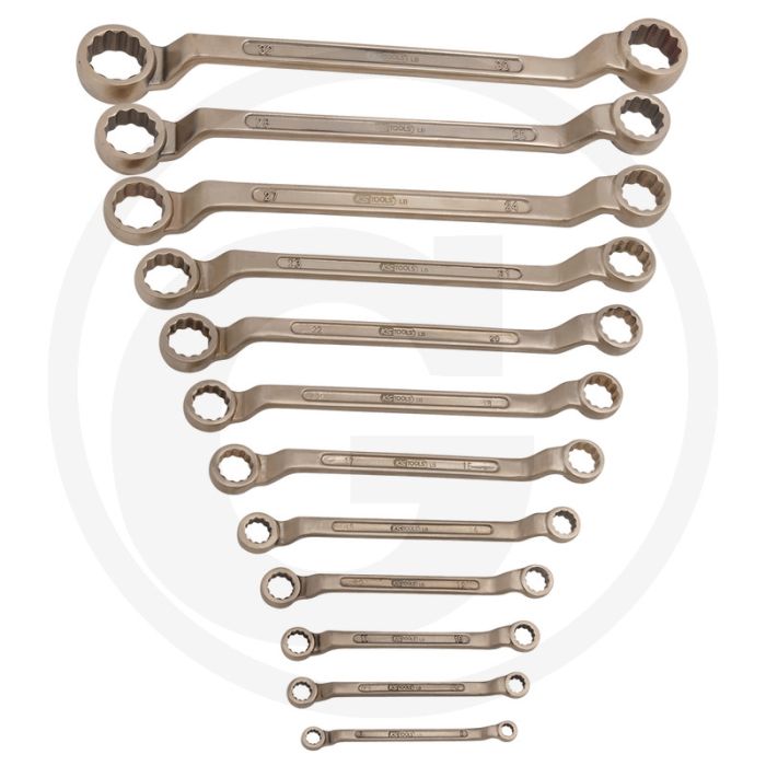 Ks tools bronze doppelringschlüssel-satz, gekröpf 12-teilig - vonkvrij, korrosiebestendig, 75° gekröpft Ks tools bronze doppelringschlüssel-satz, gekröpf 12-teilig - vonkvrij, korrosiebestendig, 75° gekröpft