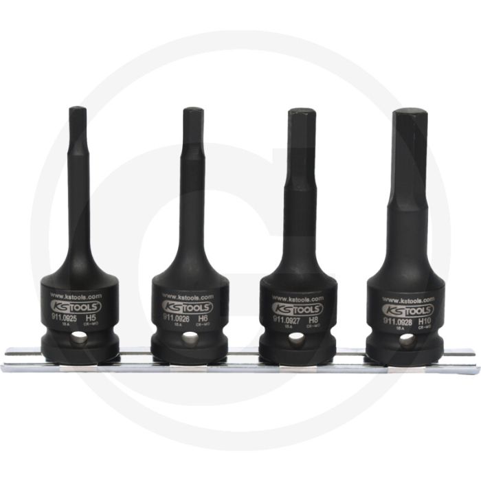 Ks tools 1/2" Power Bit Steckschlüssel, lang, Satz, 4-teilig - chrom-molybdän, innensechskant