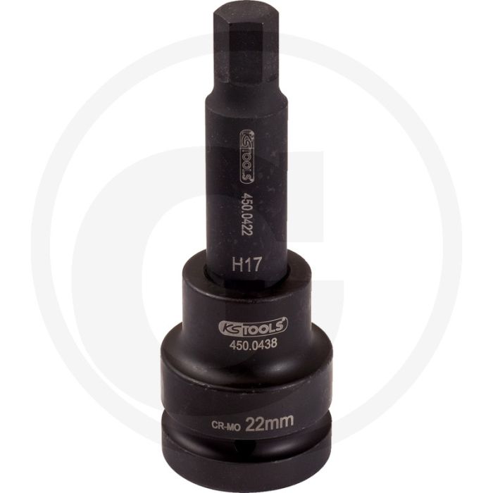 Ks tools 3/4" bit-dopsleutel voor binnenzeskant-schroeven, kracht, lang, 22 mm - super chroom-molybdeenstaal