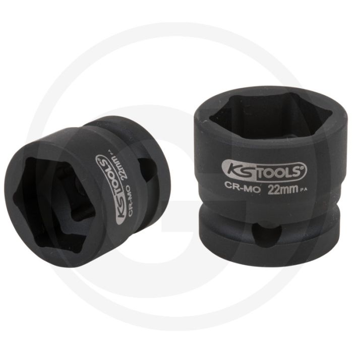Ks tools 1/2" sechskant-kraft-stecknuss, extra kurz, 22,0 m - sehr flache bauform, chrom-molybdän