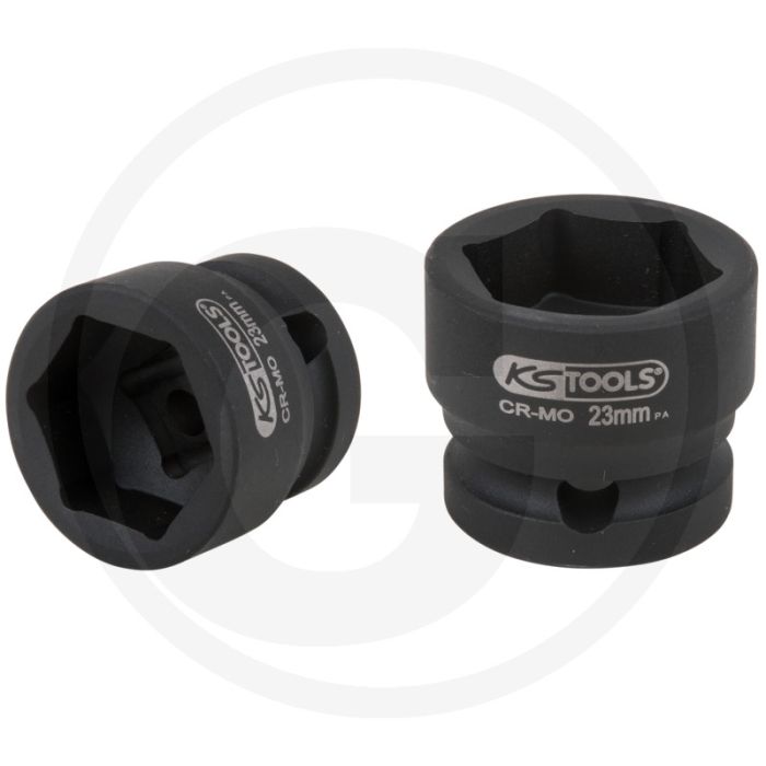 Ks tools 1/2" sechskant-kraft-stecknuss, extra kurz, 23,0 m - chrom-molybdän stahl, 6-kant, din 3129/iso 2725-2