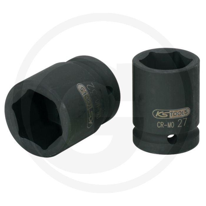 Ks tools 3/4" zeskant krachtdop, kort, 24 mm - phosphatiert, chrom-molybdän