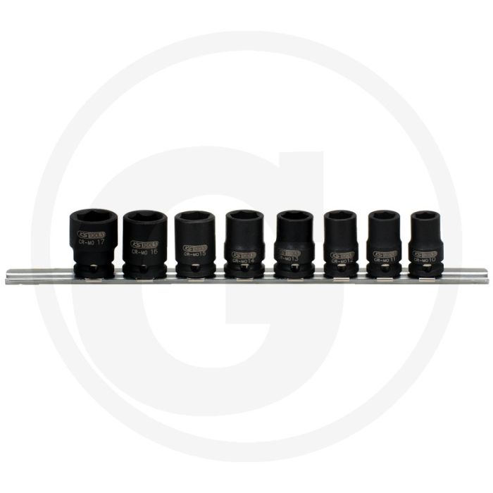 Ks tools 3/8" dopsleutelset, zeskant, kracht kort, 8-dlg, 10-17 mm - phosphatiert chrom-molybdän Ks tools 3/8" dopsleutelset, zeskant, kracht kort, 8-dlg, 10-17 mm - phosphatiert chrom-molybdän