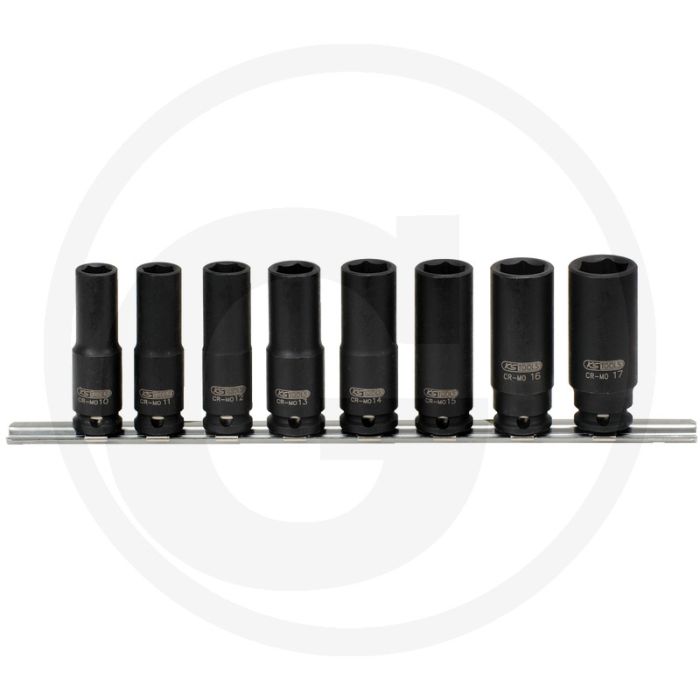 Ks tools 3/8" Steckschlüsselsatz, Sechskant, Power, lang, 8-teilig, 10-17 mm - chrom-molybdän, phosphatiert, maschinenbetätigt