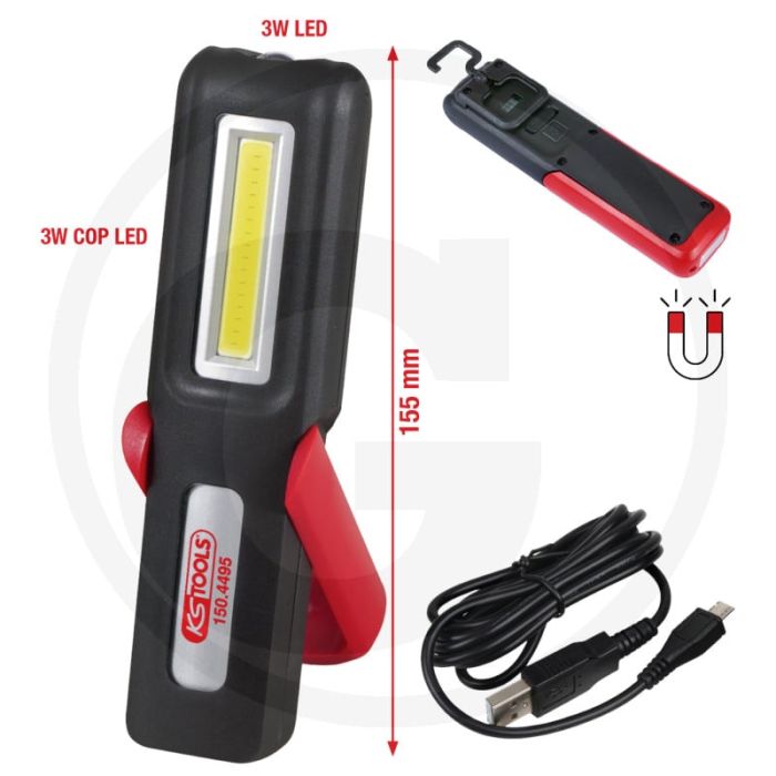 Ks tools mobile werkstatt-handlampe, knickbar, 3 watt cob led - netzunabhängig, spritzwassergeschützt, magnetischer ständer Ks tools mobile werkstatt-handlampe, knickbar, 3 watt cob led - netzunabhängig, spritzwassergeschützt, magnetischer ständer