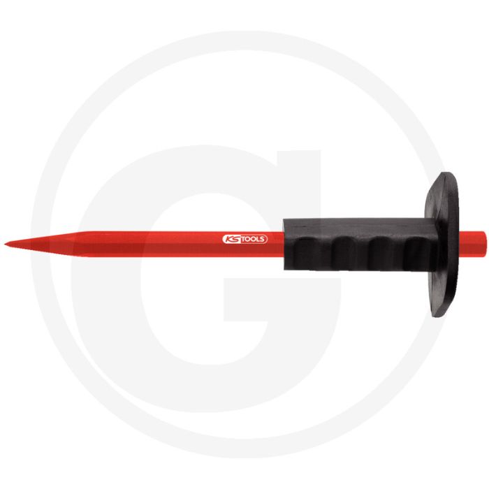 Ks tools puntbeitel met handbescherming, 8-kant, 300 mm - gehard, slijpbaar, carbon-mangaan-silicium-staal Ks tools puntbeitel met handbescherming, 8-kant, 300 mm - gehard, slijpbaar, carbon-mangaan-silicium-staal