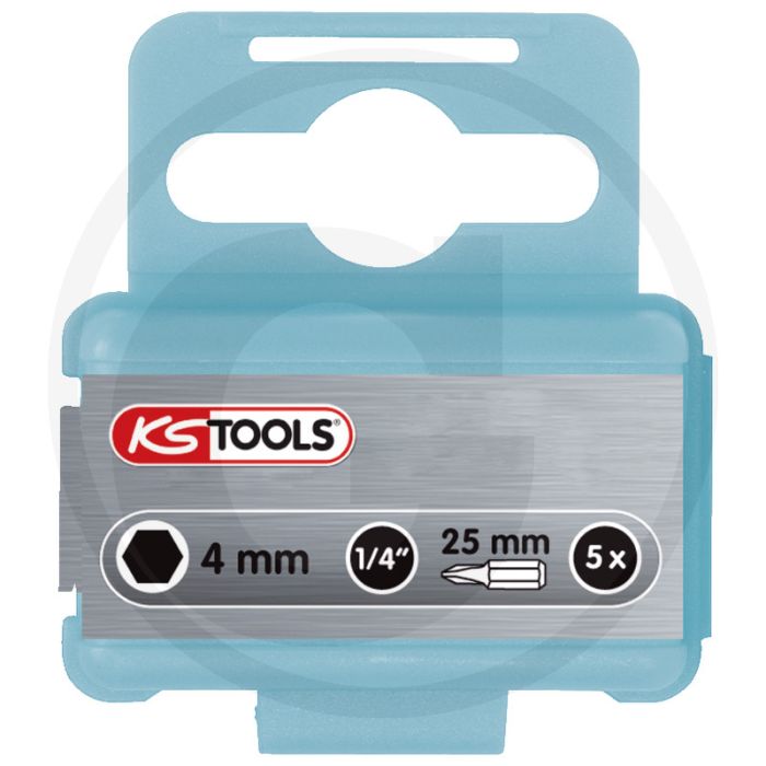 Ks tools 1/4" inoxplus® bit voor binnenzeskant-schrauben, 25mm, 5mm - rvs, 6-kant, din 3126 Ks tools 1/4" inoxplus® bit voor binnenzeskant-schrauben, 25mm, 5mm - rvs, 6-kant, din 3126