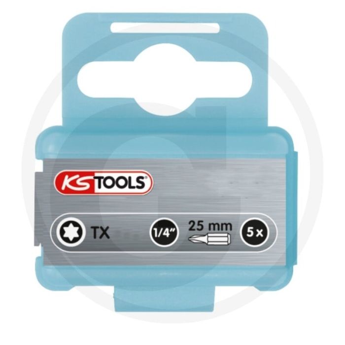 Ks tools 1/4" inoxplus® bit voor tx-schroeven, 25mm, t30, verpakt per 5 - rvs, t30 torx®.