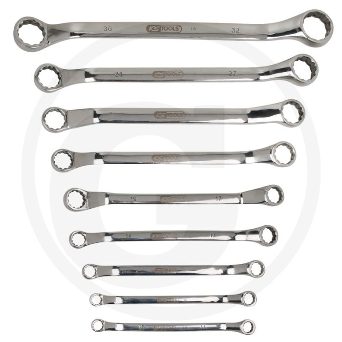 Ks tools edelstahl doppelringschlüssel-satz, gekr 9-teilig - rostfrei & säurefest, dünnwandig