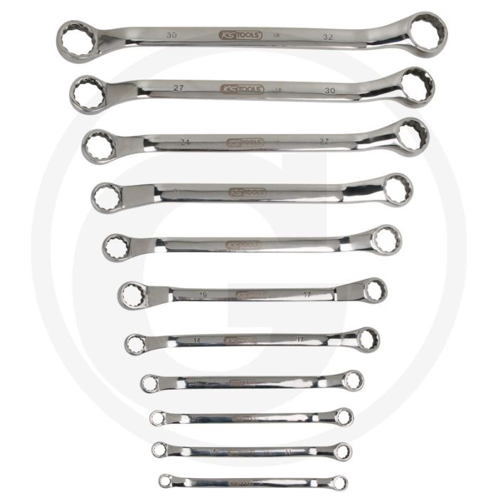 Ks tools edelstahl doppelringschlüssel-satz, gekr 11-teilig - rostfrei, säurefest, dünnwandig