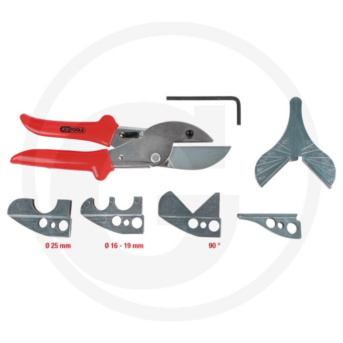 Ks tools scheren-satz für schläuche und kunststoffrohre, 8- inkl. formstücke für 16, 19 und 25 mm rohre