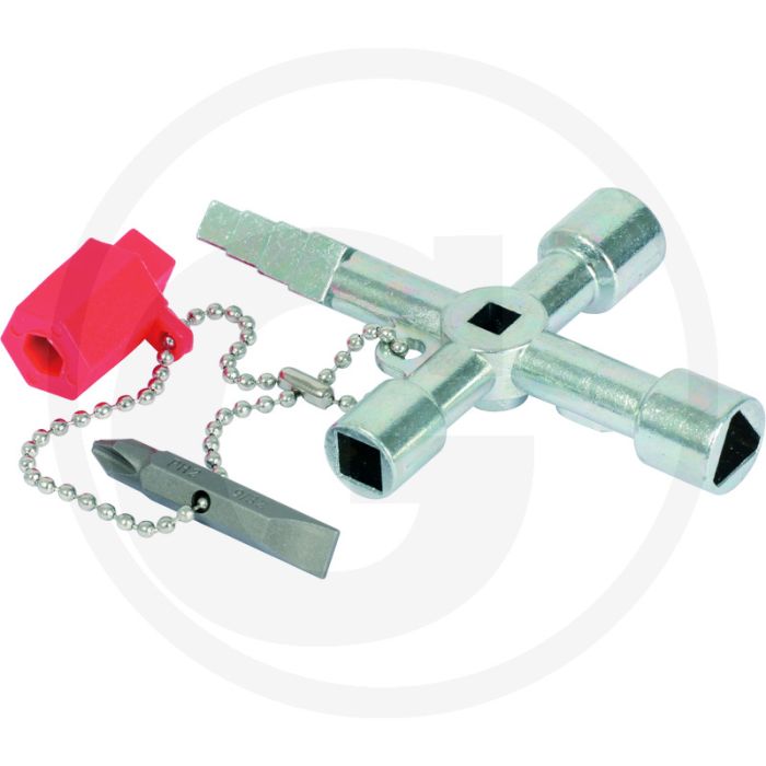 Ks tools universal-schaltschrankschlüssel, 61 mm mit kette, bitadapter und heizungsentlüftungsschlüssel