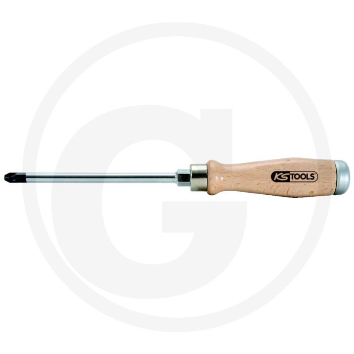 Ks tools ergotorque® woodmax schroevendraaier pz2 met slagkap en ergonomisch beukenhouten handgreep Ks tools ergotorque® woodmax schroevendraaier pz2 met slagkap en ergonomisch beukenhouten handgreep
