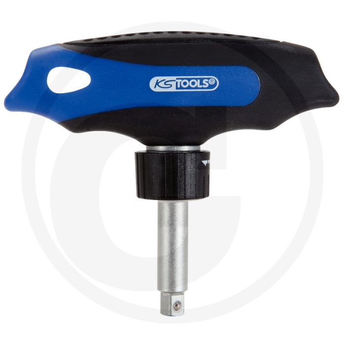 Ks tools 1/4" ergotorque®max t-greep-ratel, 45 tanden - umschaltbar, matt satiniert, 2-komponentengriff