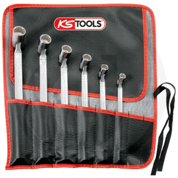 Ks tools classic dubbele gewrichtsleutelset, 6-delig, 8x9-18x19 mm, flanktraction-profil, extra großer schwenkbereich Ks tools classic dubbele gewrichtsleutelset, 6-delig, 8x9-18x19 mm, flanktraction-profil, extra großer schwenkbereich