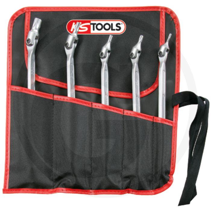Ks tools classic tx dubbele gewrichtsleutel, 5-delig, in roltas - torx, gelenk, schwenkbereich, chrom vanadium Ks tools classic tx dubbele gewrichtsleutel, 5-delig, in roltas - torx, gelenk, schwenkbereich, chrom vanadium