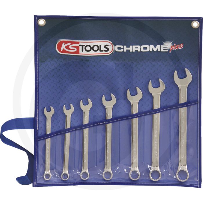 Ks tools chromeplus® dubbele steeksleutelset, 7-delig, 8x9-20x22 mm - hoogglans verchroomd, 15° maulstellung Ks tools chromeplus® dubbele steeksleutelset, 7-delig, 8x9-20x22 mm - hoogglans verchroomd, 15° maulstellung