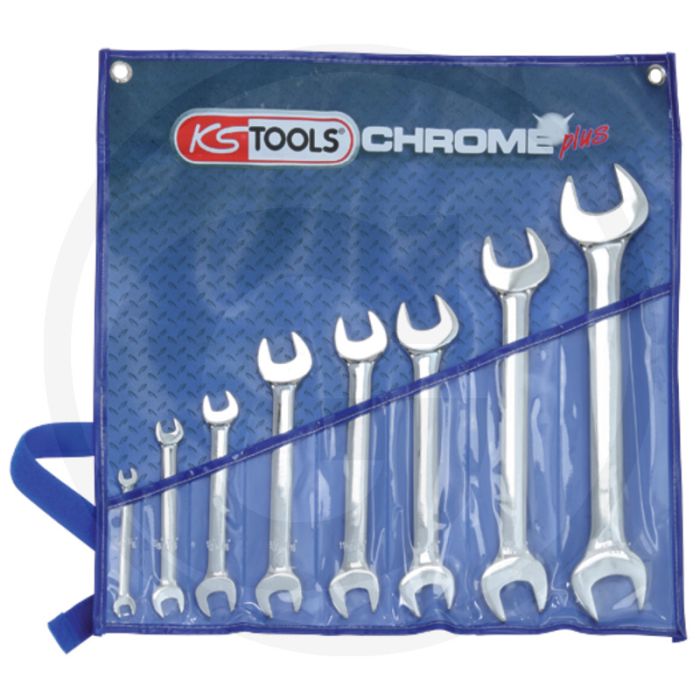 Ks tools chromeplus® double spanner set, 6-piece, in roller bag - maulstellung 15° abgewinkelt Ks tools chromeplus® double spanner set, 6-piece, in roller bag - maulstellung 15° abgewinkelt