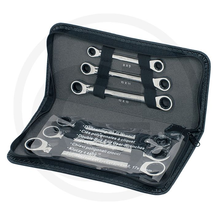 Ks tools gearplus® dubbele ratelringsleutelset, 6-dlg, 8x9-17x19 mm, 72 tanden, chroom vanadium Ks tools gearplus® dubbele ratelringsleutelset, 6-dlg, 8x9-17x19 mm, 72 tanden, chroom vanadium