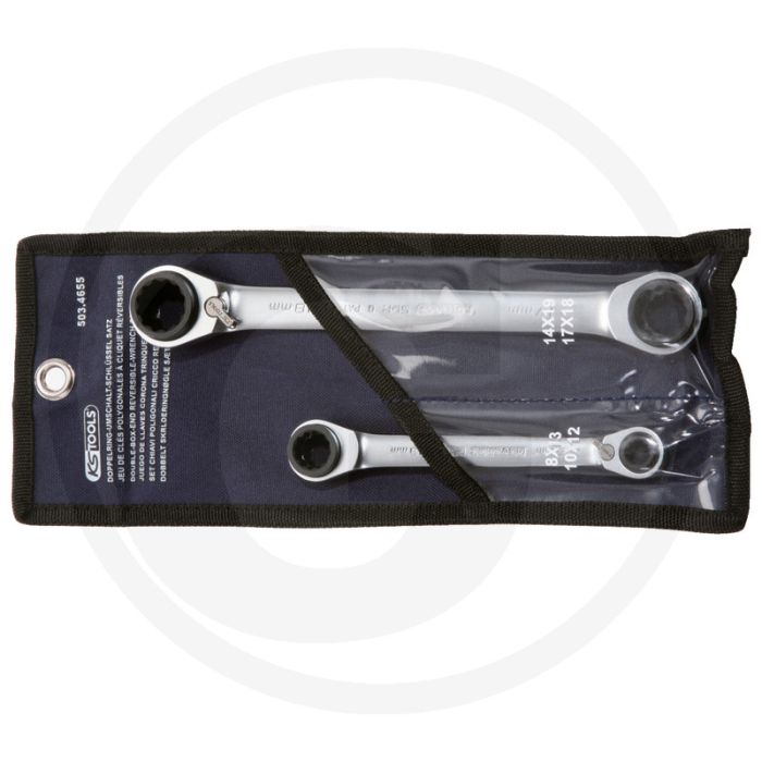 Ks tools 4 in 1 gearplus® dubbele ratelringsleutelset, omschakelbaar, 2-delig, 8x13-18x19 mm - 72 tanden Ks tools 4 in 1 gearplus® dubbele ratelringsleutelset, omschakelbaar, 2-delig, 8x13-18x19 mm - 72 tanden