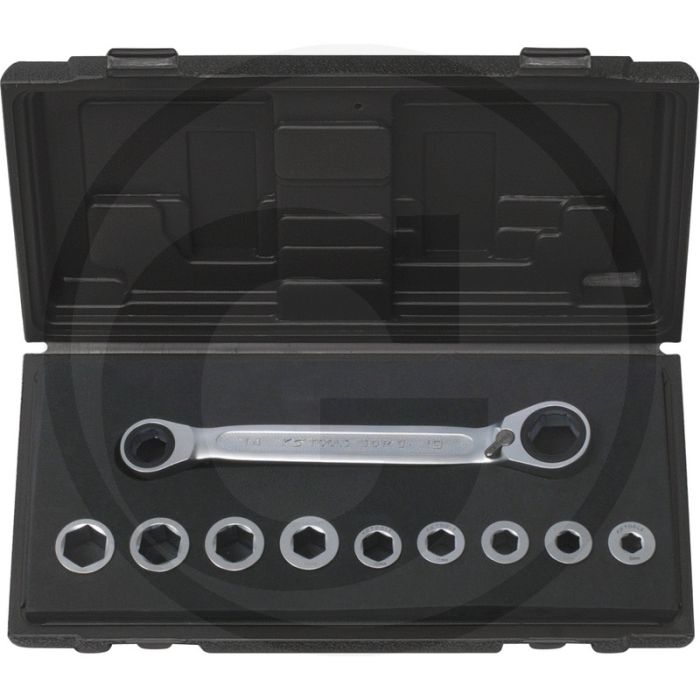 Ks tools gearplus® Universal-Doppelratschen-Ringschlüsselsatz, umschaltbar, 10-teilig, 8-17 mm, 72 Zähne. Ks tools gearplus® Universal-Doppelratschen-Ringschlüsselsatz, umschaltbar, 10-teilig, 8-17 mm, 72 Zähne.