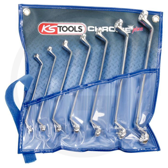 Ks tools chromeplus® Doppelringschlüssel-Satz, 7-teilig, 8x9-20x22 mm - Flankenabzug-Profil, dünnwandig, hochglanzverchromt Ks tools chromeplus® Doppelringschlüssel-Satz, 7-teilig, 8x9-20x22 mm - Flankenabzug-Profil, dünnwandig, hochglanzverchromt