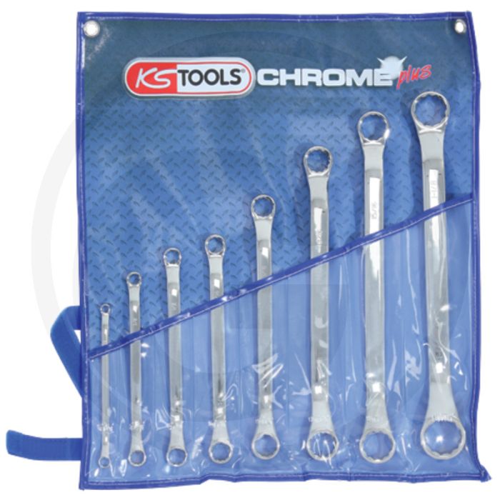 Ks tools chromeplus® Doppelringschlüssel-Satz, 8-teilig, in Rolltasche - dünnwandig, hochglanz verchromt Ks tools chromeplus® Doppelringschlüssel-Satz, 8-teilig, in Rolltasche - dünnwandig, hochglanz verchromt
