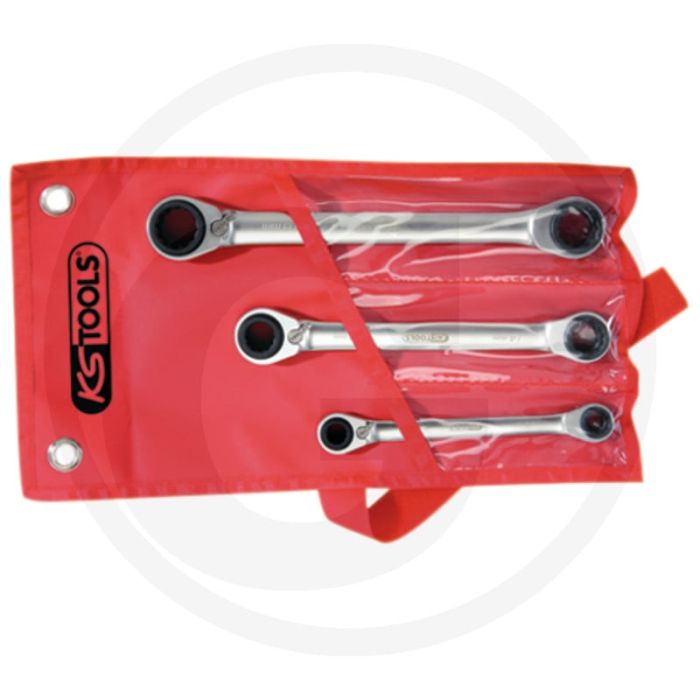 Jeu de clés à cliquet doubles Ks tools 4 en 1 gearplus®, réversibles, 3 pièces, 8x11-17x18 mm - 72 dents, chrome-vanadium