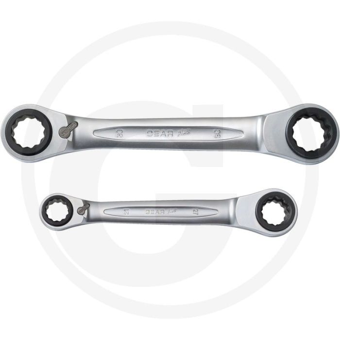 Ks tools 4-en-1 Gear + jeu de clés à cliquet doubles, réversibles, 2 pièces - 72 dents, chrome-vanadium Ks tools 4-en-1 Gear + jeu de clés à cliquet doubles, réversibles, 2 pièces - 72 dents, chrome-vanadium