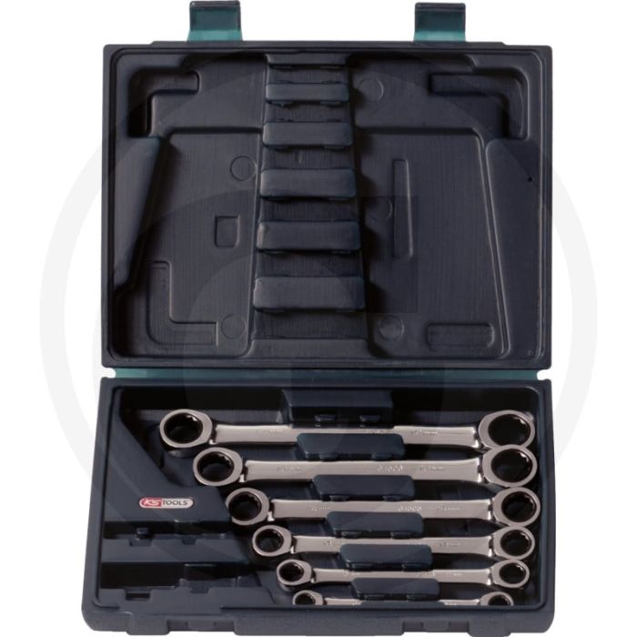 Jeu de clés à cliquet doubles Ks tools gearplus®, 6 pièces, 8x9-17x19 mm - 72 dents, chrome-vanadium Jeu de clés à cliquet doubles Ks tools gearplus®, 6 pièces, 8x9-17x19 mm - 72 dents, chrome-vanadium